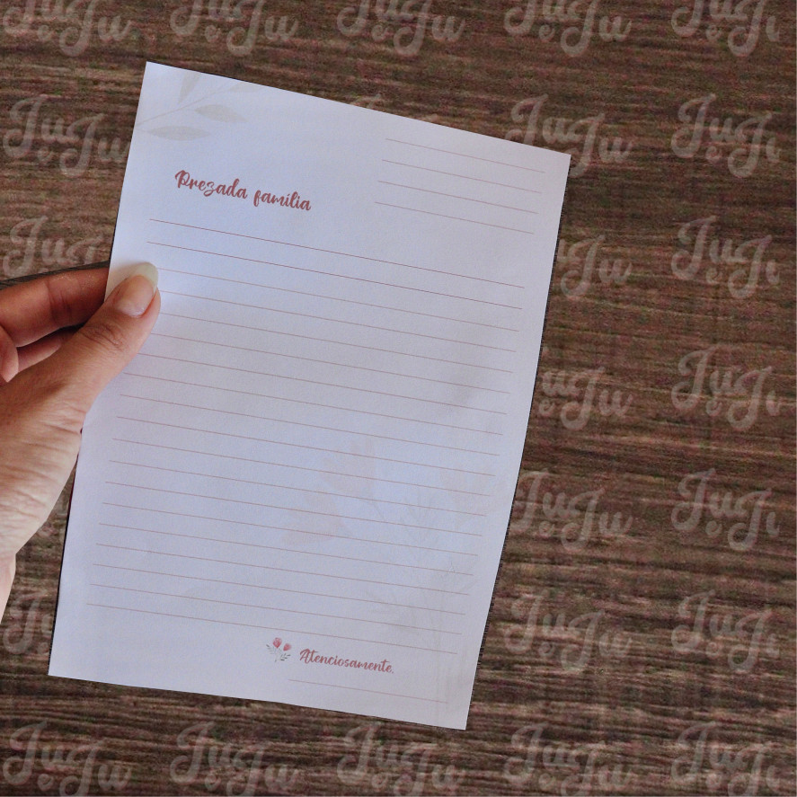 Kit floral rosa de cartas + envelope (feminino) - Imagem 5