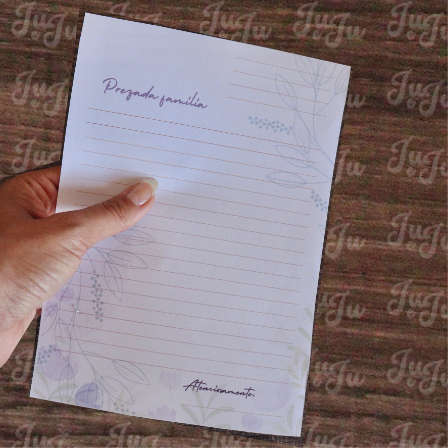 Kit floral roxo de cartas + envelope (feminino) - Imagem 5